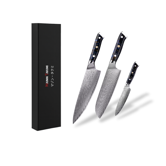 Coffret de 3 Couteaux de Cuisine Professionnels – Édition Kurohana Opale