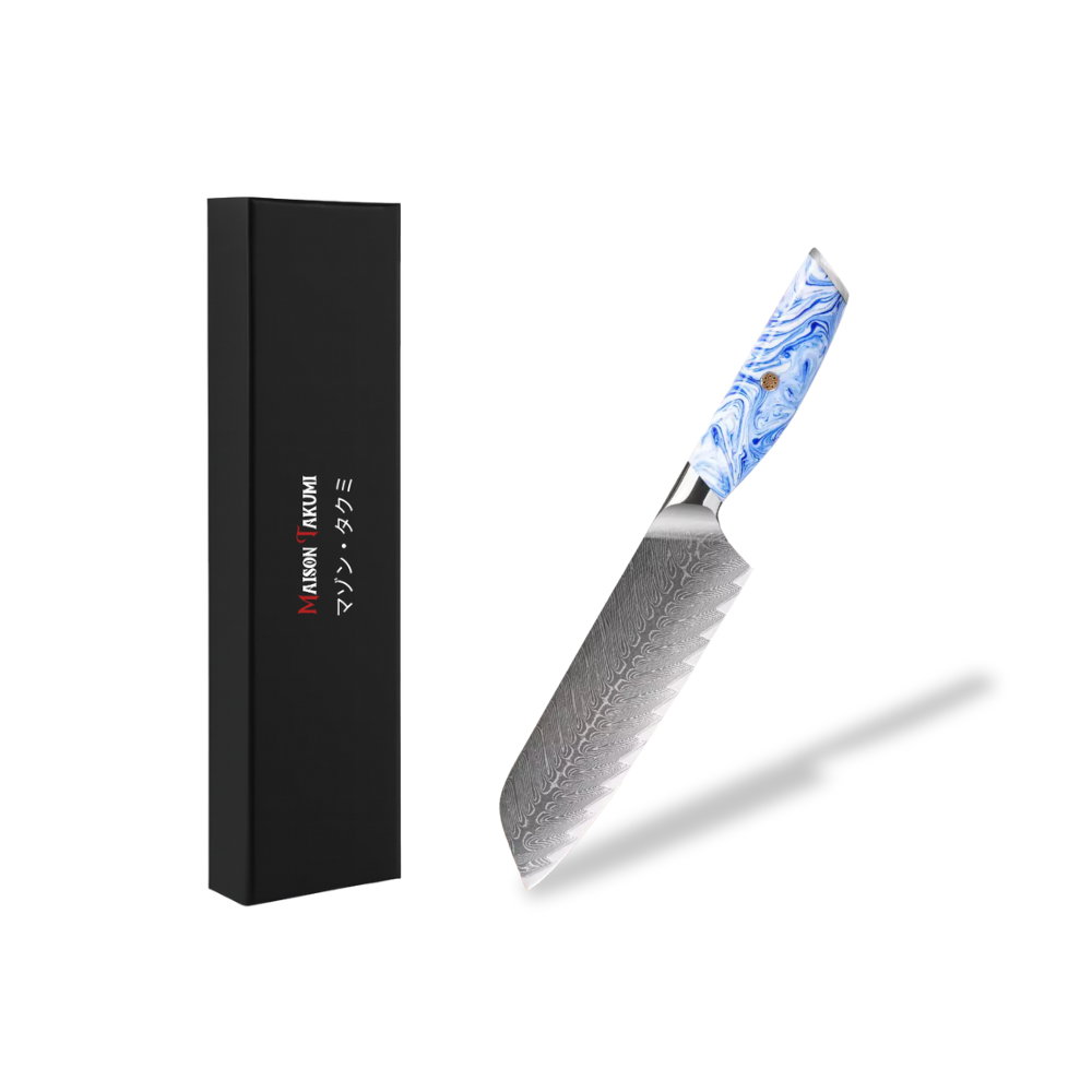 Couteau de Cuisine Japonais - Santoku - Edition Tenshi Bleu