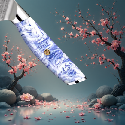 Couteau de Cuisine Japonais - Santoku - Edition Tenshi Bleu