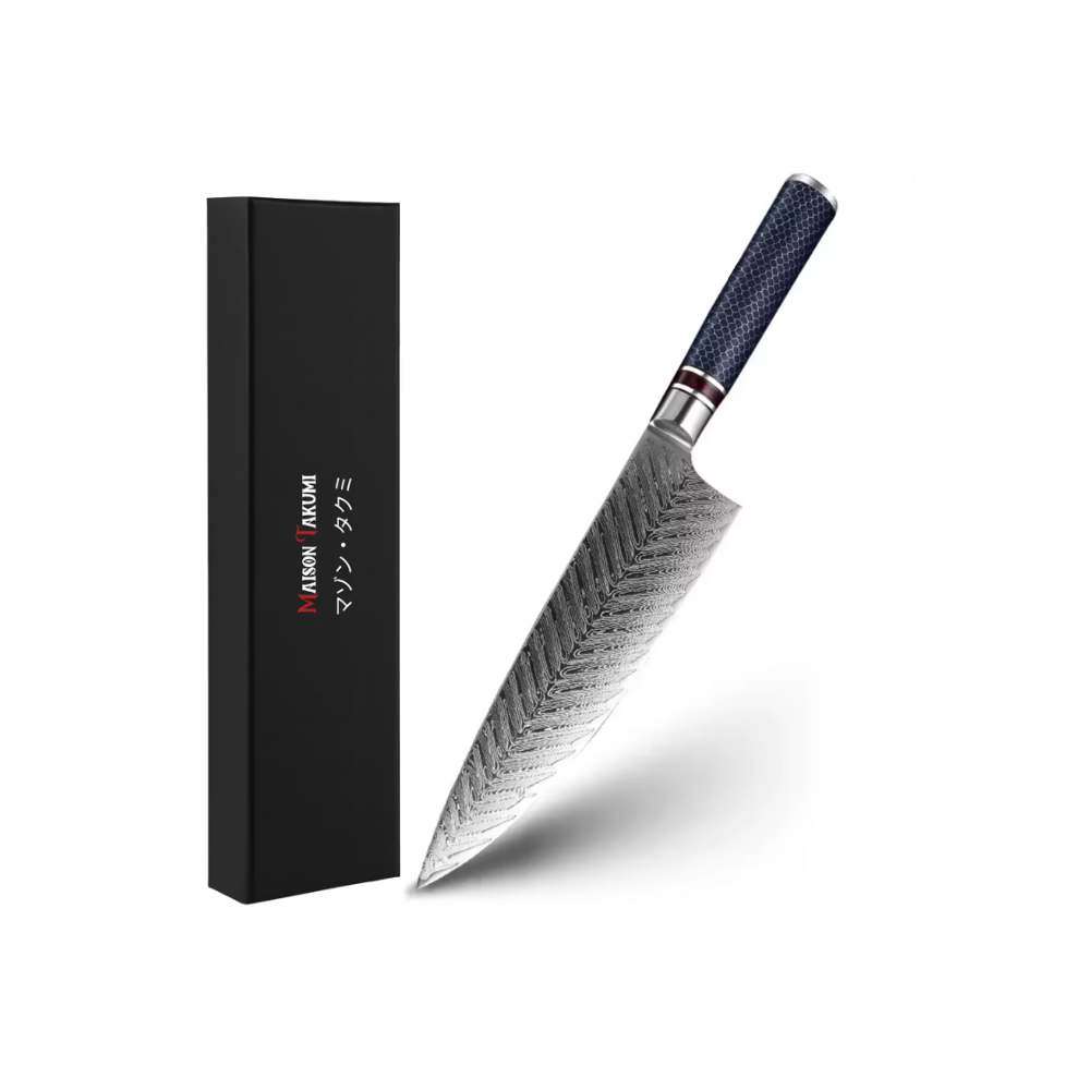 Couteau de Cuisine Japonais - Couteau De Chef - Edition Aomi Bleu Marine