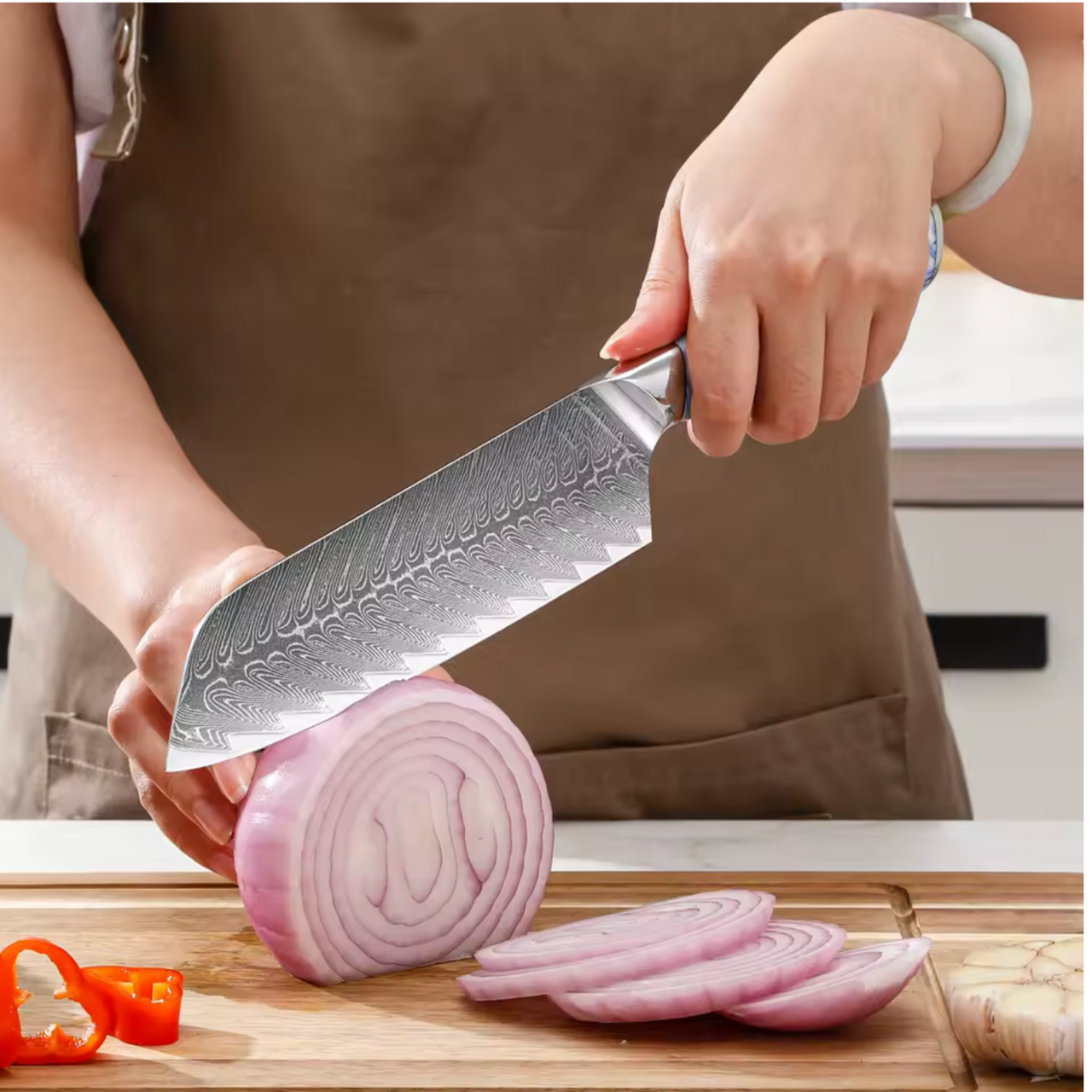 Couteau de Cuisine Japonais - Santoku - Edition Tenshi Bleu