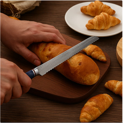 Couteau de Cuisine Japonais - Couteau A Pain - Edition Aomi Bleu Marine