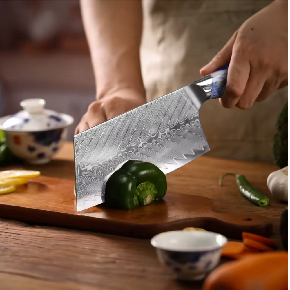 Couteau de Cuisine Japonais - Cleaver - Edition Tenshi Bleu