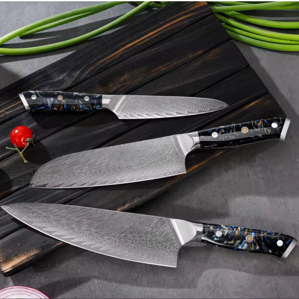 Coffret de 3 Couteaux de Cuisine Professionnels – Édition Kurohana Opale