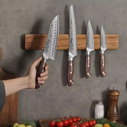 Porte-couteaux magnétique — Bois d’acacia (400 × 65 × 21 mm)