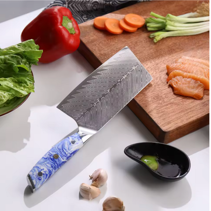 Couteau de Cuisine Japonais - Cleaver - Edition Tenshi Bleu